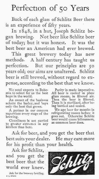 En reklame for Schlitz Beer