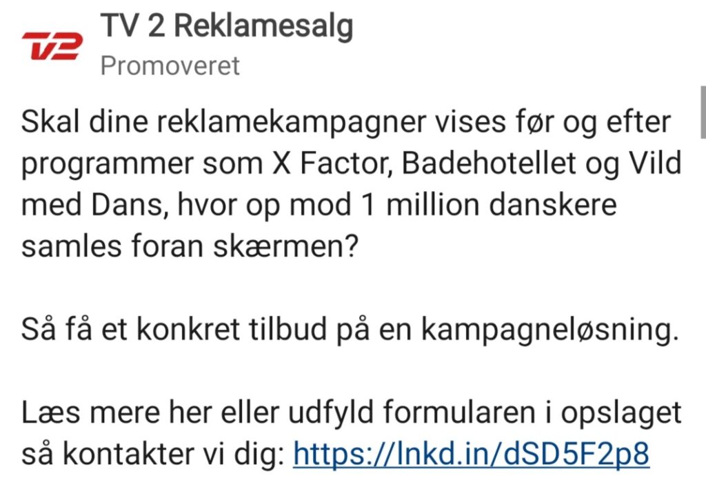 Annoncetekst på LinkedIn, uddybende
