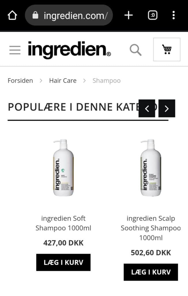 Eksempel på landingsside - shampoo
